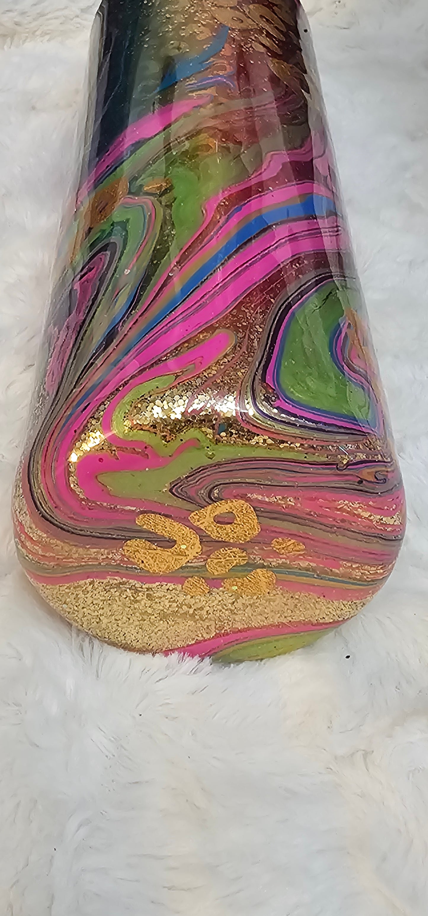 30oz Skinny Rainbow Leopard