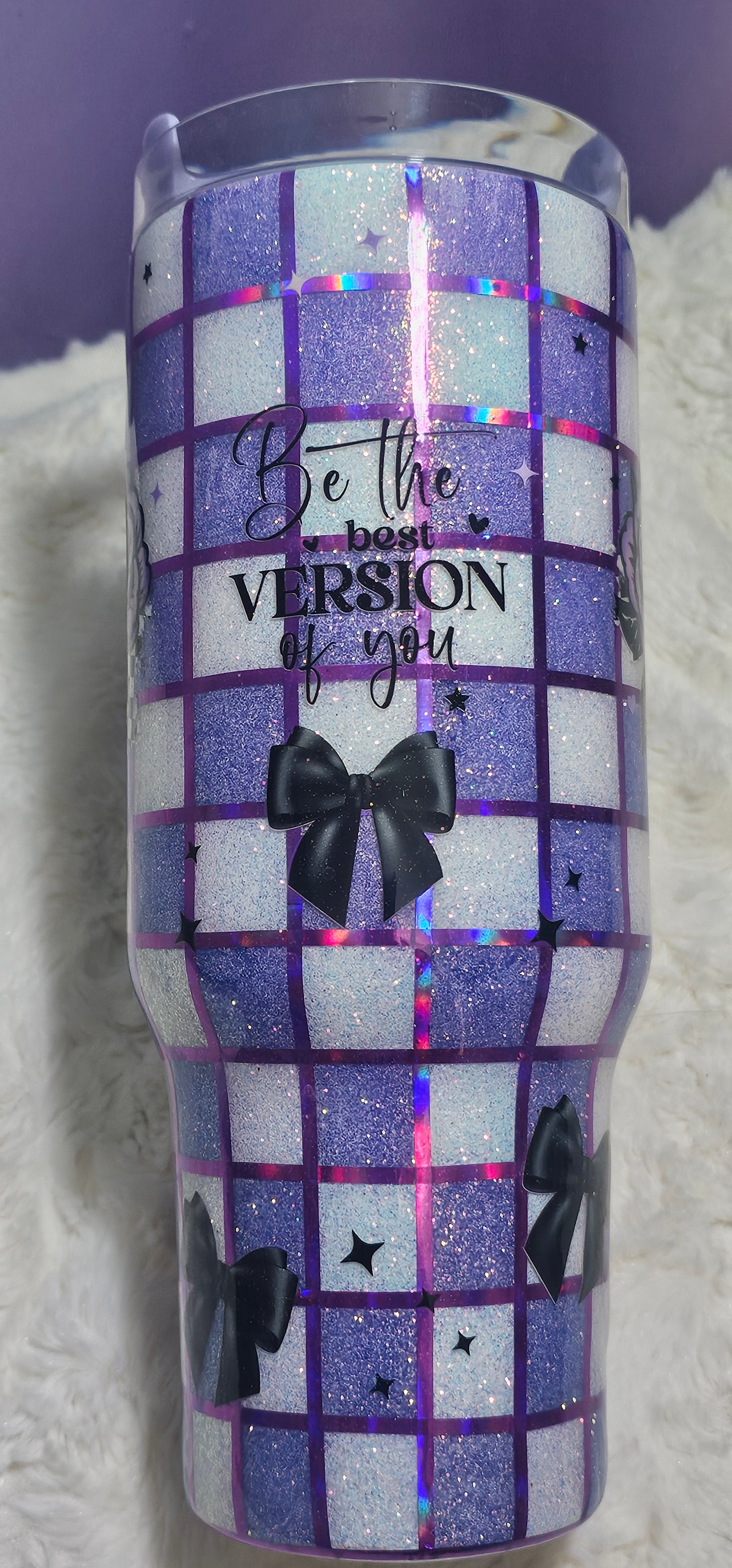 40oz Purple Checkered