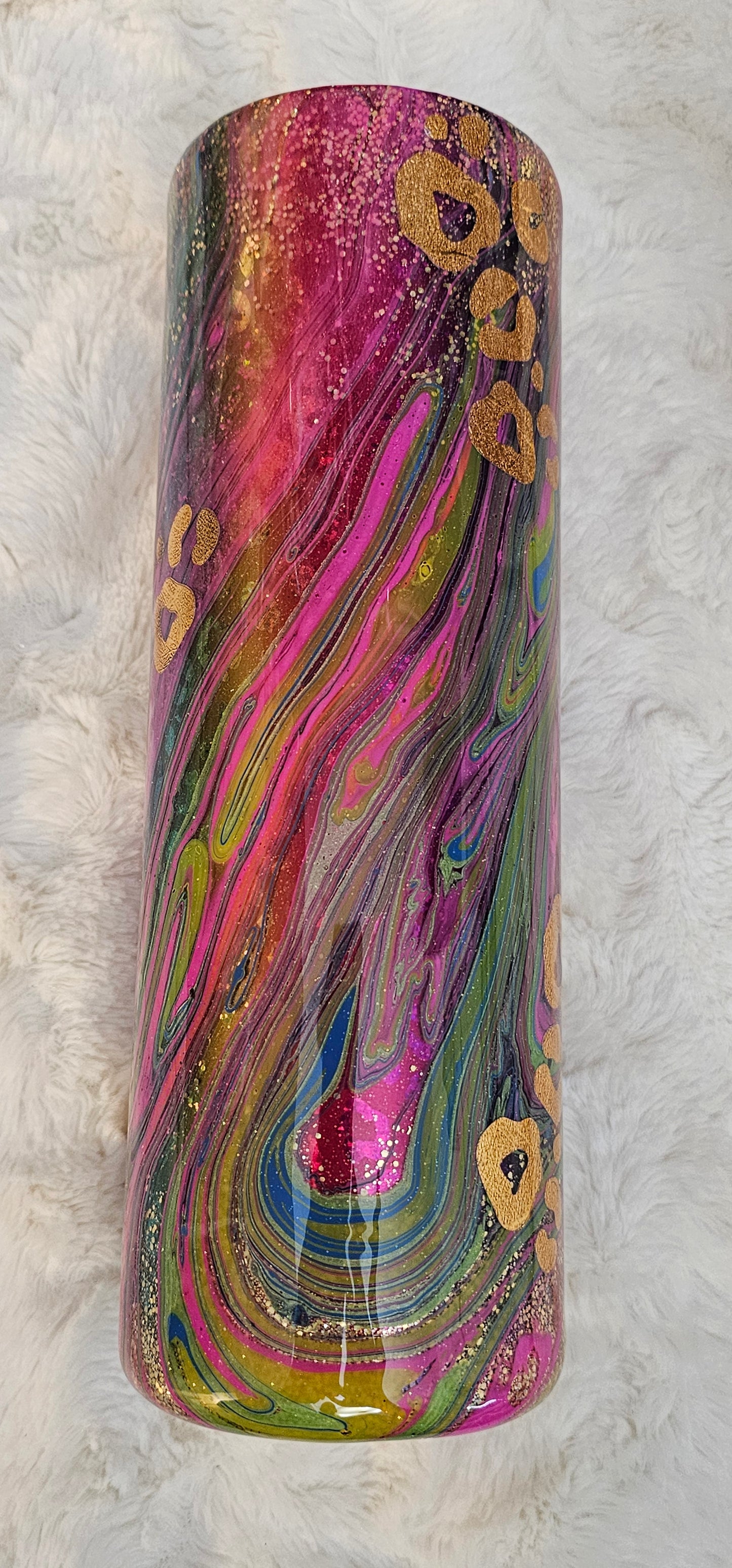 30oz Skinny Rainbow Leopard