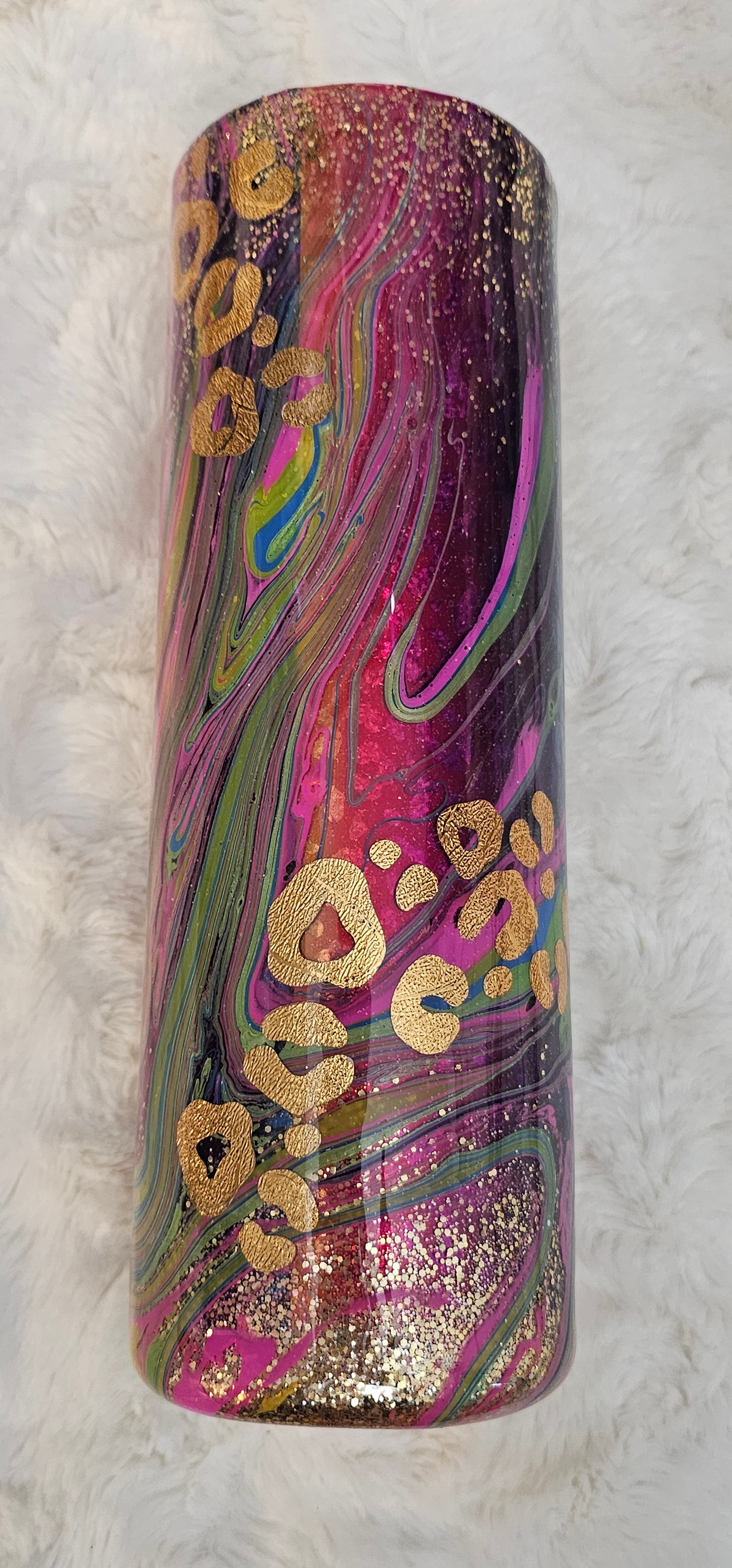 30oz Skinny Rainbow Leopard