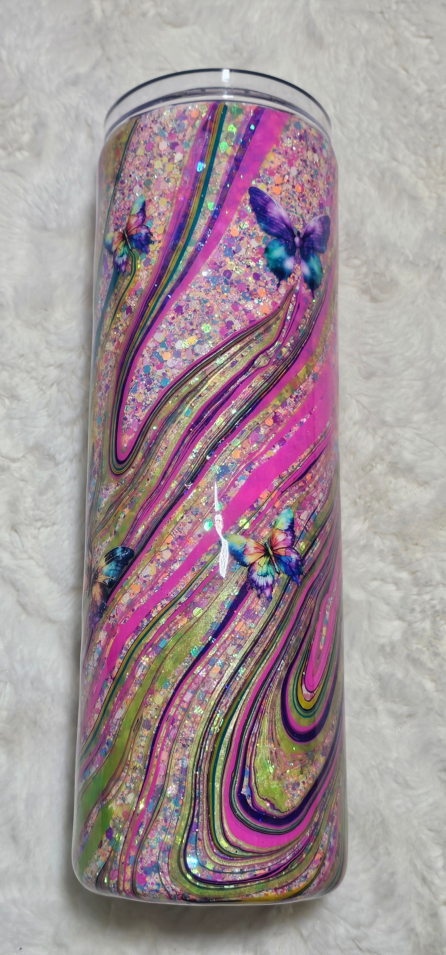 30oz Skinny Neon Butterfly