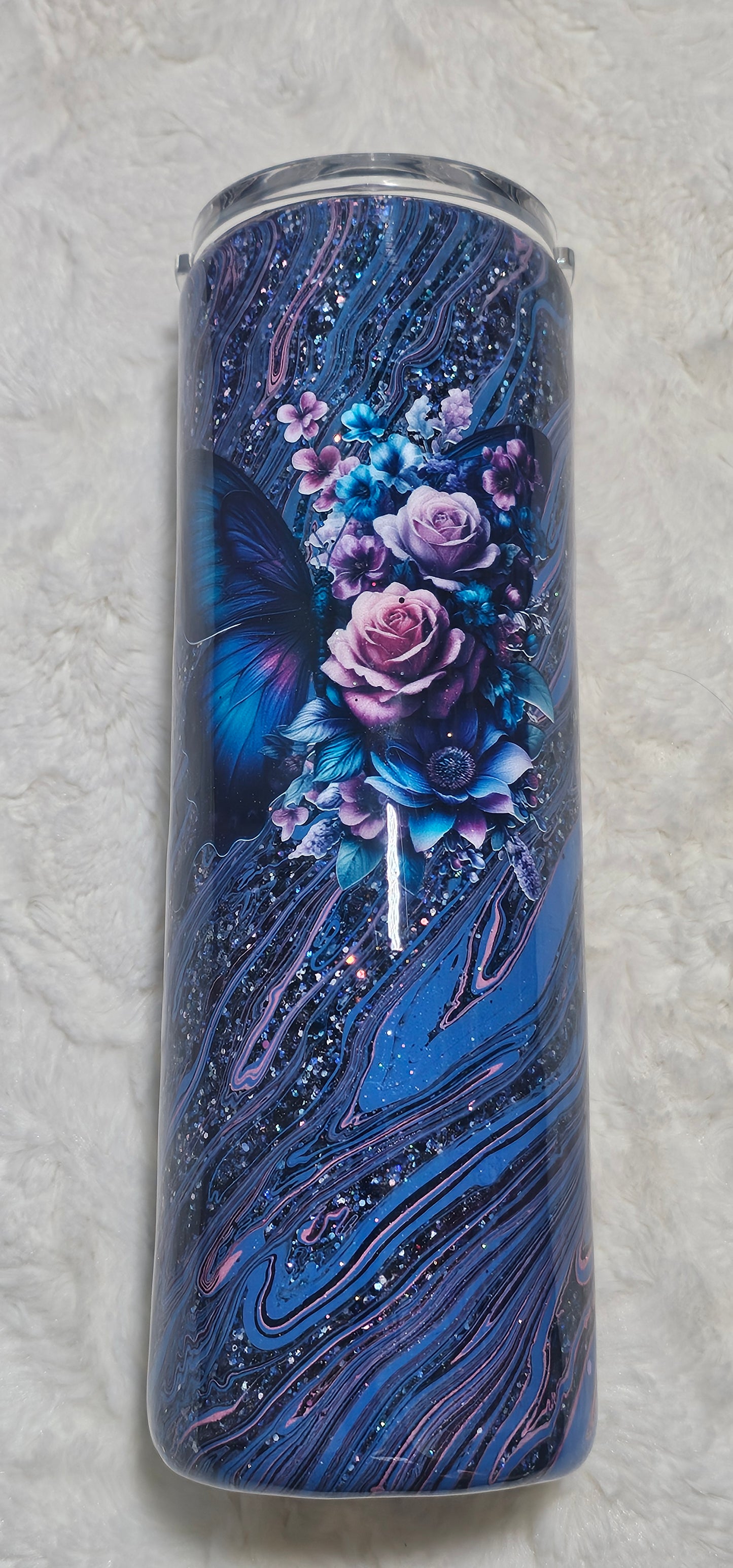 30oz Skinny Blue Rose