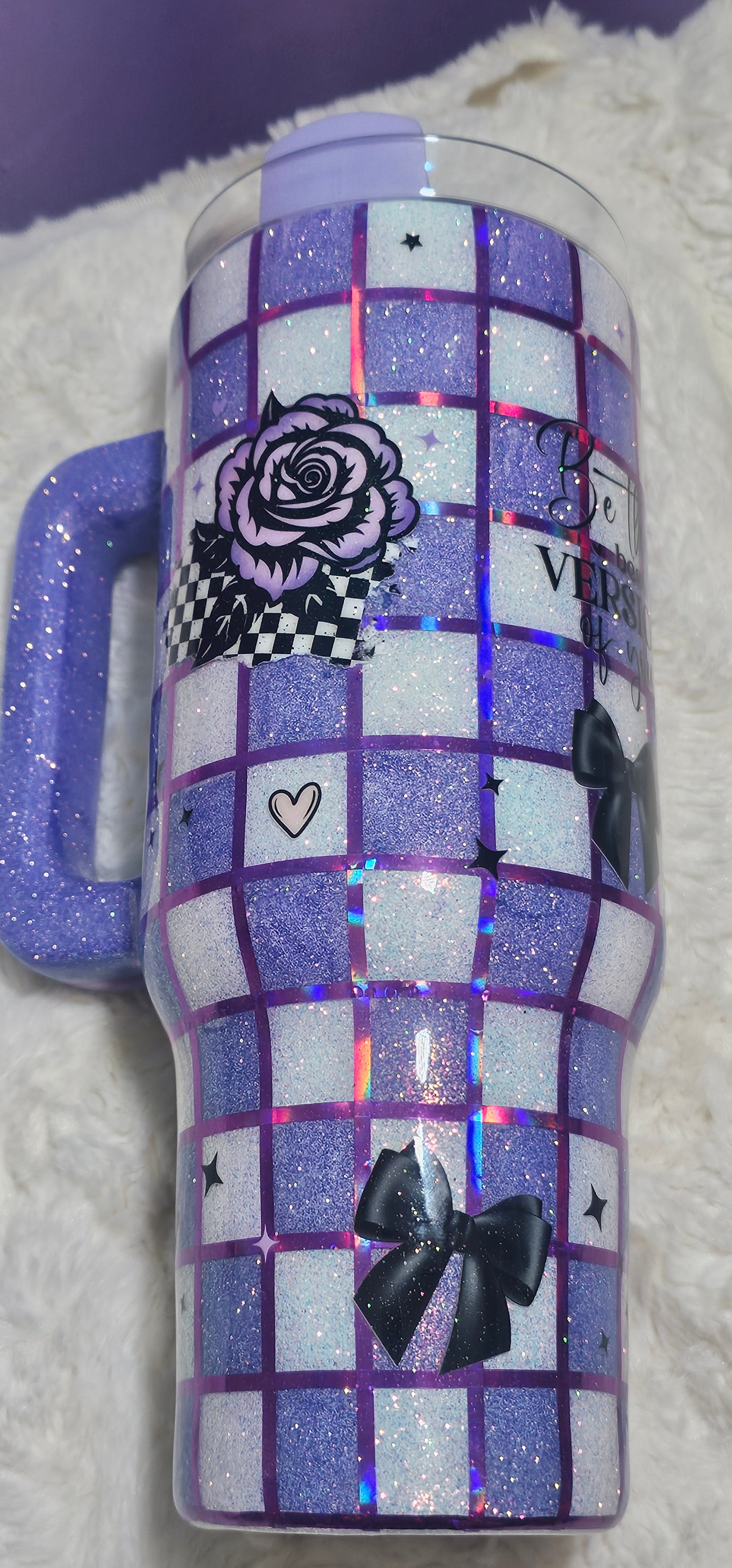 40oz Purple Checkered